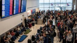 Anger as thousands of passengers stranded across the US after Delta American JetBlue Spirit and others cancel hundreds of flights and delay thousands disrupting major hubs from Atlanta to Los Angeles