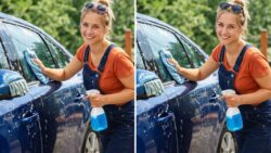 Test Your Vision: Spot the 3 Hidden Clues in the Lady Cleaning a Car Image in 7 Seconds
