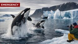 Emergency declared in Greenland after researchers spot orcas breaching unusually close to melting ice shelves