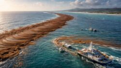 A brown ribbon as long as a continent has formed between the Atlantic and Africa, and it’s not a good sign